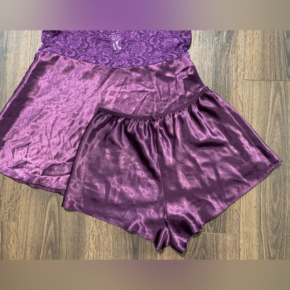 Women’s Cinema Etoile Purple Satin & Lace Sleepwear Set M - Picture 10 of 12